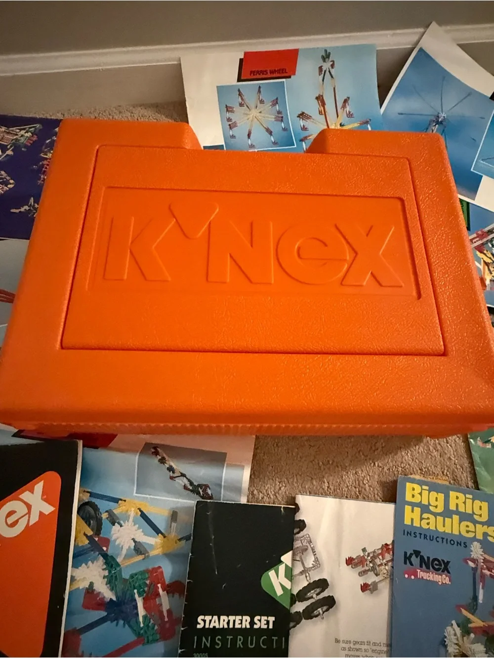 Vintage K’NEX | Orange Carrying Case with Assorted Instruction Booklets